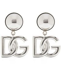 Dolce & Gabbana - Dolce & Gabbana-Tone Dolce & Gabbana Hypoallergenic Brass Clip-On Earrings Featuring Iconic 2Cm-High Dg Logo Letters - Lyst