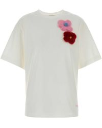 Fendi - Jersey T-Shirt With Sunny Side Flowers Mink Brooches - Lyst