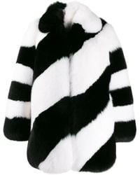 Saint Laurent - Fur Diagonal Striped Coat - Lyst