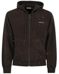 Carhartt - Zip-Up Hooded Sweatshirt With Paint Effect Print - Lyst
