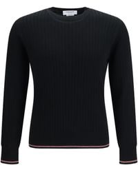 Thom Browne - Crewneck Cotton Knit Sweater - Lyst