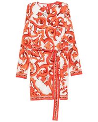 Dolce & Gabbana - Maiolica Print Silk Dress - Lyst