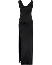 Versace - Long Dress With Decorative Safety Pin - Lyst