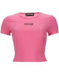 Versace Jeans Couture - T-Shirt Crop Con Logo - Lyst