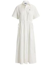 Polo Ralph Lauren - Woven Short Sleeves Midi Shirt Dress - Lyst