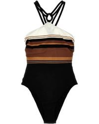 Max Mara - Striped Halter One-Piece Swimsuit - Lyst