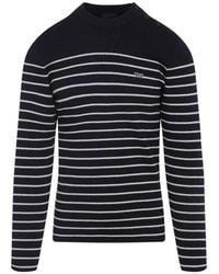 Prada - Striped Combed Wool Crew Neck Sweater - Lyst