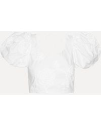ROTATE BIRGER CHRISTENSEN - Puff Sleeve Cotton Top - Lyst