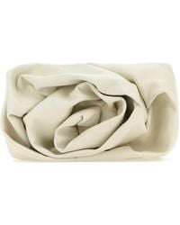 Burberry Ivory Nappa Leather Rose Clutch in Natural | Lyst