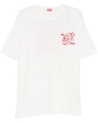 KENZO - Cartoon' Embroidered Outlined Cotton T-Shirt - Lyst