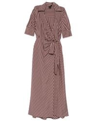 Pinko - Striped Open Collar Day Dress - Lyst
