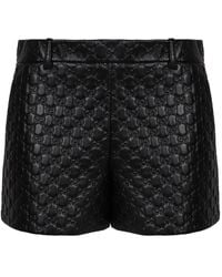Gucci - Leather High-Waist Embossed Shorts - Lyst
