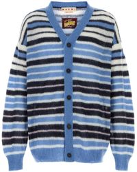 Marni - Logo-Embroidered Striped Mohair-Blend Cardigan - Lyst