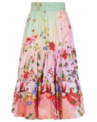 Roberto Cavalli - Miami Flowers Midi Skirt - Lyst