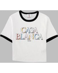 CASABLANCA - T-Shirt Stacked Logo Organic Cotton T-Shirts - Lyst