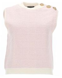 Balmain - Sleeveless Top With Jewel Buttons - Lyst