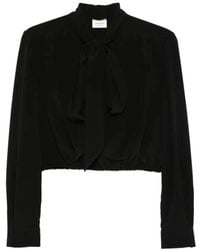 Saint Laurent - Silk Lavaliere Collar Button-Up Shirt For - Lyst