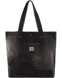 Carhartt - Washed Denim Tote Bag With Paint Splatter Detail - Lyst
