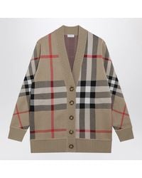 Burberry - Check Wool Blend Cardigan - Lyst