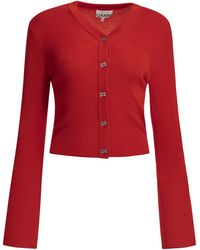Ganni - Merino Wool Cardigan - Lyst