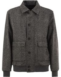 Herno - Virgin Wool Herringbone Bomber Jacket - Lyst