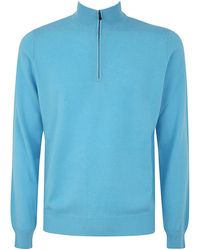 FILIPPO DE LAURENTIIS - Wool Cashmere Long Sleeves Half Zipped Sweater - Lyst