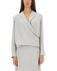 Theory - Wrap-Style Silk Shirt - Lyst