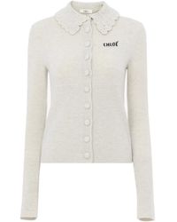 Chloé - Fitted Logo Cardigan - Lyst