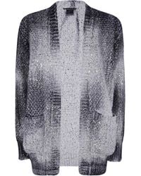 Avant Toi - Laminated Scratched Effect Moss Stitch V Neck Cardigan With Destroyed Edges - Lyst