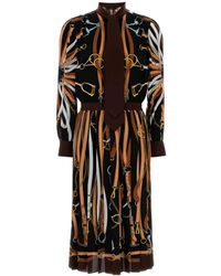 Gucci - Silk Shirt Dress With Equestrian Print - Lyst