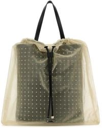 McQueen - Two-Tone Leather And Tulle Nebula Shopping Bag - Lyst