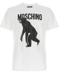 Moschino - Organic Cotton T-Shirt With Logo Embroidery - Lyst