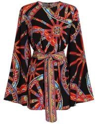 Dolce & Gabbana - Dolce & Gabbana Carretti Silk Printed Mini Dress - Lyst