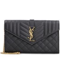 Saint Laurent - Leather Small Envelope Clutch - Lyst