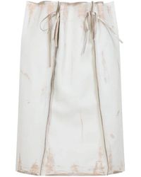 Prada - Calf Leather Midi Skirt - Lyst