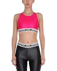 MSGM - Logo Round Neck Top - Lyst