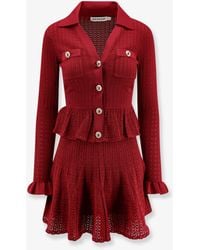 Self-Portrait - Perforated Knit Short Dress With Jewel Buttons - Lyst