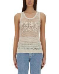 Moschino - Mesh Top With Logo - Lyst