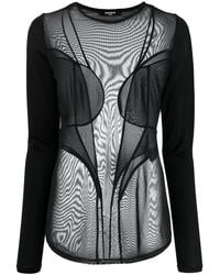 Balmain - Semi Sheer Panelled Top - Lyst