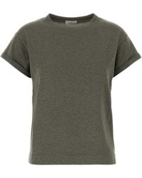 Brunello Cucinelli - Army Cashmere-Silk Blend T-Shirt - Lyst