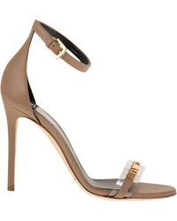 Elisabetta Franchi - Leather Sandal With Transparent Insert - Lyst