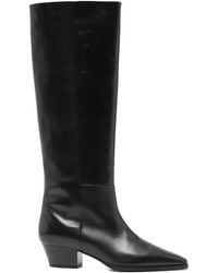 Aeyde - 50Mm Medea Leather Pointed Toe Knee High Boots - Lyst