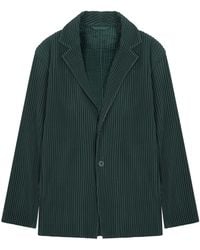 Homme Plissé Issey Miyake Pleated Mesh Coach Jacket in Black for