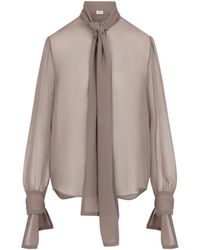 Saint Laurent - Marron Glace Silk Shirt - Lyst