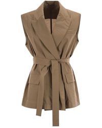 Brunello Cucinelli - Techno Cotton Poplin Waistcoat With Belt And Pendant - Lyst