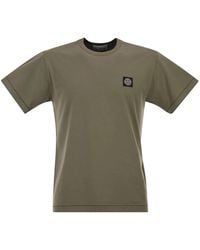 Stone Island - Slim Fit T-Shirt With Compass Patch - Lyst