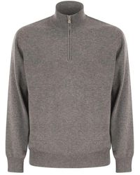 Brunello Cucinelli - Cashmere Turtleneck Sweater With Zipper - Lyst