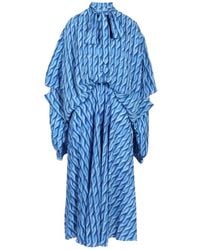Balenciaga - Midi Dress With Bow And Print - Lyst