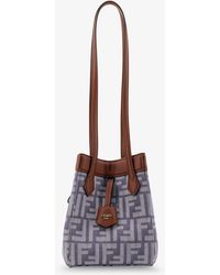 Fendi - Origami Mini Ff Jacquard Fabric And Leather Shoulder Bag - Lyst