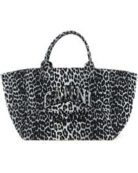 Ganni - 'Leopard Sequin Xxl Tote' Shopping Bag - Lyst